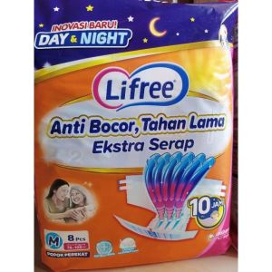 Lifree PEREKAT Popok Dewasa Size M8/L7/XL6 popok orang tua popok lansia popok lifree