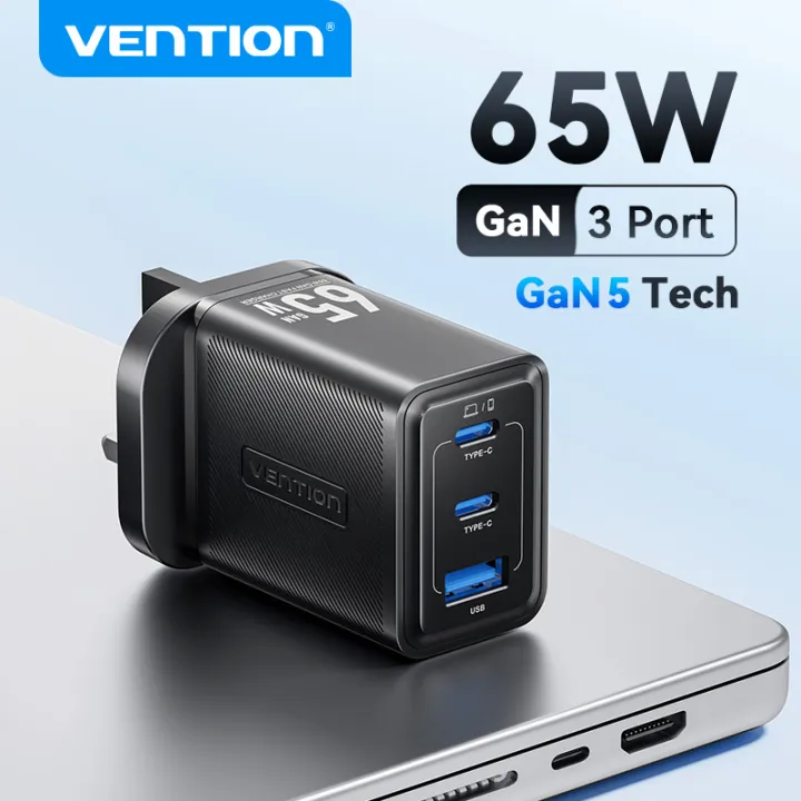 Vention 65W 100W GaN Charger Fast Charging Type C Adapter USB Plug Socket iphone Charger Type C for iphone 17 16 15 14 Apple iPad Pro Samsung Xiaomi Huawei