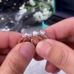 Huitan Classic 4 Claws Design Round Zirconia Women Wedding Engagement Rings 3 Colors Available Low-key Bridal Jewelry Hot Sale