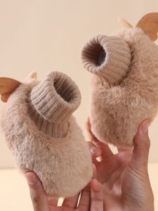 รองเท้าเด็กผ้าขนหนูหนาสำหรับฤดูหนาว รองเท้าเด็กผู้ชายและผู้หญิง หุ้มข้อ หัวรองเท้ามนุษย์ รองเท้าเด็กผ้าขนหนูแบบสวมสบาย