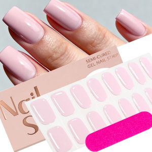 16 Miếng Dán Móng Tay Gel Bán Khô Màu Đen Nhũ Kim Loại Tự Dính Sử Dụng Được Với Đèn UV/LED Kèm 1 Dũa Móng Cho Việc Dán Dễ Dàng