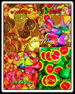 Kẹo Socola Vietthai Dưa hấu - đồng xu - cá xinh túi zip 300g - siêu ngon siêu xinh tết an khang