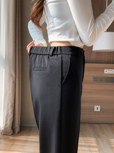 Harlem Style Womens Suit Pants High Waist Straight Leg Black Spring Autumn Loose Fit Professional Korean Fashion Long Trousers