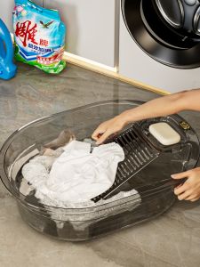 Bồn Giặt Bằng Nhựa Dày Tích Hợp Bàn Gạt Nhà Bếp Bồn Rửa Mặt Hình Chữ Nhật Cho Trẻ Sơ Sinh Bồn Rửa Lớn Gia Dụng