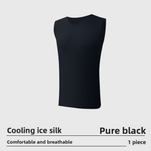 Miiow | Cat Man Ice Silk Running Fitness Vest Mens Summer Wide Shoulder Seamless Antibacterial Sportswear Innerwear T-Shirt