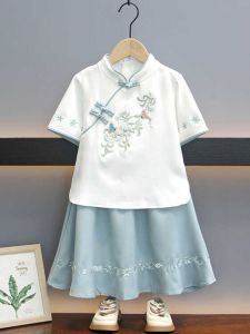 NextKiss Chinese Traditional Costume Childrens Summer Outfit Thin Style Tang Suit Set for Boys And Girls Ancient Fashion