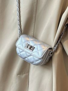 Mini Chain Crossbody Bag Womens Silver High Quality Fashionable Summer Versatile Single Shoulder Bag Korean Style Soft PU Leather