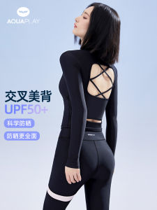 Aquanita Womens Long Sleeve Bikini Swimsuit Hollow out Design Snorkeling Suit Slimming Tummy Covering Water Resistant Swimwear