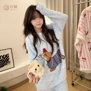 GONGDIE | Thermal Warm Dachshund Cartoon Pajamas Set