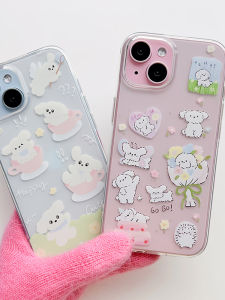 Adorable Spring Grass Dog Soft Shell Case for  13/14/15/16/17 pro Max 11/12 Mini Transparent Digital Accessories
