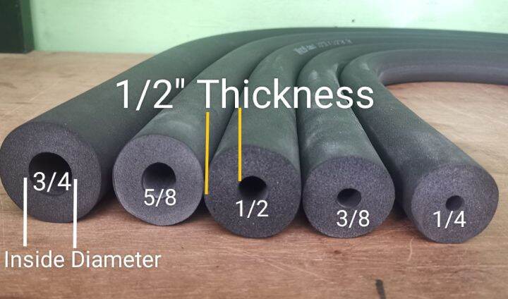 Rubber Insulation Foam for Copper Pipes 1/2 Thickness, 6feet Length ...