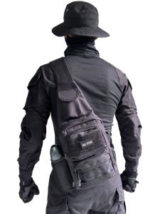 กระเป๋าคาดหน้าอกขนาดใหญ่สำหรับผู้ชาย กระเป๋าสะพายข้างแบบสะพายข้าง กระเป๋าที่คาดเอวแบบมีฟังก์ชันหลายอย่างสำหรับการวิ่ง กระเป๋าสะพายข้างแบบยูนิเซ็กซ์สีดำ