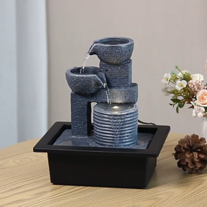 Desktop small fountain Relaxation Waterfall LED Decorative Indoor Tabletop Water Fountain decoration