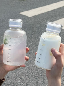 Glass Water Cup Girls High Temperature Resistant Straw Fruit Tea Cup Large Capacity Outdoor Portable Water Bottle Men Scaled Milk Cup