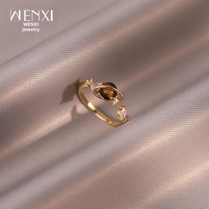 WENXI | Nhẫn Đá Mắt Hổ Hình Sao Mở Điều Chỉnh Thiết Kế Elegante và Sang Trọng