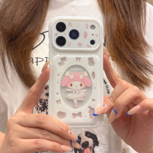 Sanrio | Cute Sparkling Powder Bow Ballet Melody Case for iphone 17 16 15 Pro Max Sweet Girl Cartoon Shockproof Protective Phone Cover