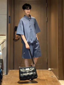 American Style Collared Short Sleeve Polo Shirt And Shorts Set for Men Casual Preppy Sporty Two Piece Summer Outfit