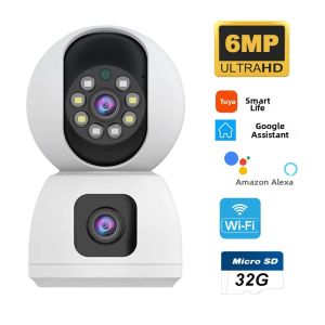Camera WiFi Tuya 6MP 2.4G/5G Băng Tần Kép 4K HD PTZ Hai Ống Kính Giám Sát An Ninh Trong Nhà Với Tính Năng Tự Động Theo Dõi Và Màn Hình Kép