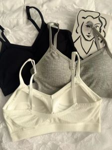 Sports Bra for Teenage Girls Thin Backless Gathered Anti-Sagging Development Stage Nylon Fabric Fixed Strap Vest Style Summer Wear