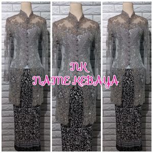 set kebaya pesta kebaya maroon ibu hajat murah + rok prisket