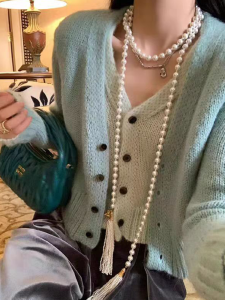 สร้อยคอไข่มุกยาวหรูหราสำหรับผู้หญิง เครื่องประดับแฟชั่น เครื่องประดับเสื้อกันหนาว เครื่องประดับเอว โซ่ยาว โซ่ยาว โซ่ยาว