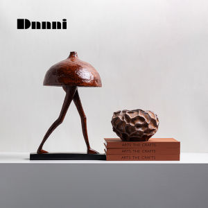 Dnnni Mushroom Man Creative Sculpture Premium Niche Soft Furnishing Artwork for Entranceway Cabinets Living Rooms Dining Areas with High-End Minimalism