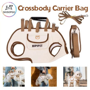 SKISOPGO Adjustable Crossbody Pet Carrier Bag for Outdoor Travel Breathable Shoulder Strap Hand-held Cat Bag