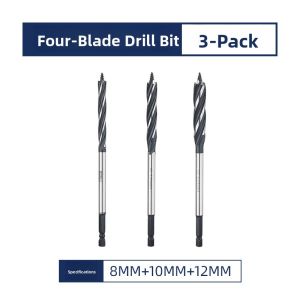 LASH | High Hardness Multi-Function Woodworking Drill Bit 3-Blade 4-Slot Extended Drill Bit