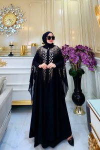 KAFTAN MEWAH HITAM ELEGANT CANTIK PREMIUM TERBARU