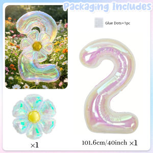 Bóng Bay Số Trong Suốt Nhiều Màu Sắc 40 Inch Và Bóng Bay Hình Hoa Cúc Lớn Bằng Chất Liệu Giấy Bạc Dùng Trang Trí Tiệc Sinh Nhật Kỷ Niệm.