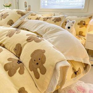 Thickened Childrens Bed Sheet Set Warm Fleece