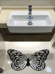 Thảm Phòng Tắm Thạch Cao Siêu Cấp Thảm Phòng Vệ Sinh Thảm Cửa Nhà Vệ Sinh Thảm Chống Trượt Thảm Thấm Nước Hình Bướm Trắng Đệm Chân Gia Đình