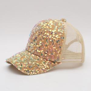 Casual Womens Baseball Cap Breathable Mesh Sunguard Fashionable Glitter Summer Hat Versatile Sporty High Top Wide Brim Cap