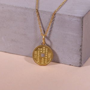Chow Sang Sang 周生生 999 Gold Chinese Gifting Collection Taoist Coin Pendant for Women 94651P Price-by-Weight 3.36g Gold [Necklace not Included]