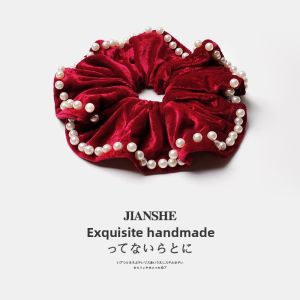 Elegant Velvet Pearl Hair Ties Womens French Vintage Bun Hair Bands Horse Tail Hair Rope Accessories Fashionable Hairbands