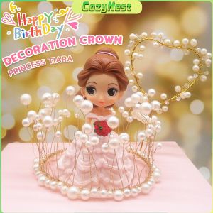 C.N. Pearl Crown Cake Topper Decor Birthday Fairy Stick Party Wedding Anniversary Crown Decoration