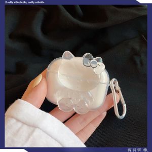 Cute Transparent Crystal Cat for Airpods4 Earphone Sleeves Pro Second Generation Airpodspro2 Protective Case New Arrival 3 Generation Apple Wireless Bluetooth Third Generation Airpods1/2 Drop-Resistant Female Fashion