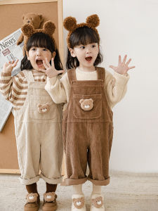 Adjustable Retro Bear Decorated Girls Jumpsuit