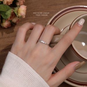 S925 Sterling Silver Simple Open Ring for Women Twist Zirconia Minimalist Luxury Fashion Jewelry Band Ring Elegant Style
