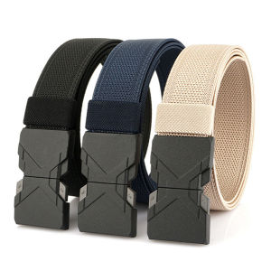 3.4cm High Quality Mens Outdoor Elastic Tactical Belt Training Metal Buckle Belt With Pants Jeans Belt Sport Mountaineer