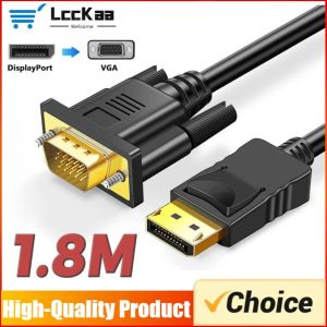 1.8M DisplayPort To VGA Converter DP TO VGA Connect Adapter 1.8m Cable Full HD 1080P for Desktop Laptop PC TV Monitor Projector