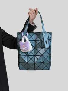 Spring Summer Large Capacity Tote Bag Womens Handbag Diamond Foldable Geometric Color Nail Square Shape Soft PVC Bag