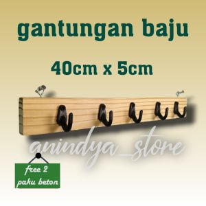 gantungan baju murah minimalis kayu jati belanda