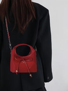 Red Butterfly Knot Tote Bag Womens New 2025 Luxury Minimalist Casual Handbag Bride Small Wedding Bag Soft Square Shape