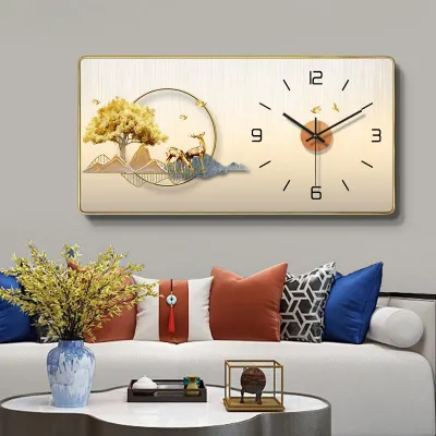 FUJIUSHUANG | Đồng Hồ Treo Tường Trang Trí Hiện Đại Im Lặng với Lịch LED và Lịch Vạn Niên