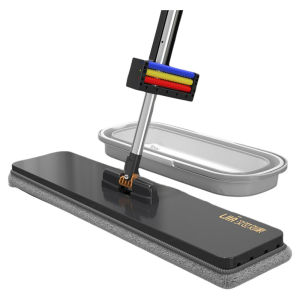New 2024 Hand-Free Wash Flat Mop HanShiLiuJia Household Cleaning Tool Stainless Steel Pole Ultra-Fine Fiber Pad Floor Cleaning