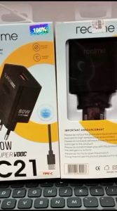 Charger for Realme C21 Full Black 80W Super Vooc Support Fast Charging