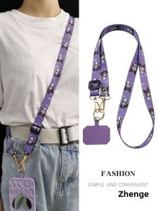 Durable Long Crossbody Phone Strap Cartoon Painted Lanyard Adjustable Neck Chain Fashionable Womens Style Camera Scannable Phone Case Anti-Loss Chain