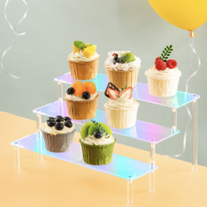 Colorful Acrylic Display Stand for Collections Party Decoration 1-4 Tier Storage Shelf for Cupcake Car Model and Toy