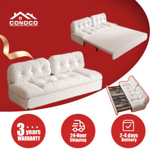 CONOCO 🔥Cream Cotton and Linen Sofa Bed with Hidden Storage🔥 3 IN 1 Cloud Sofa Bed Single/Queen/King Size伸缩沙发床